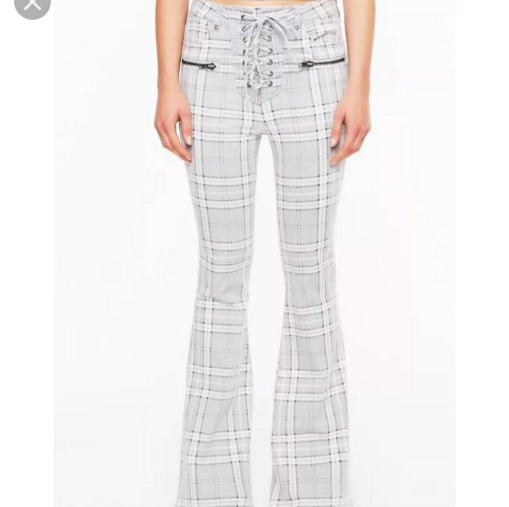 AFRM flare leg plaid pants